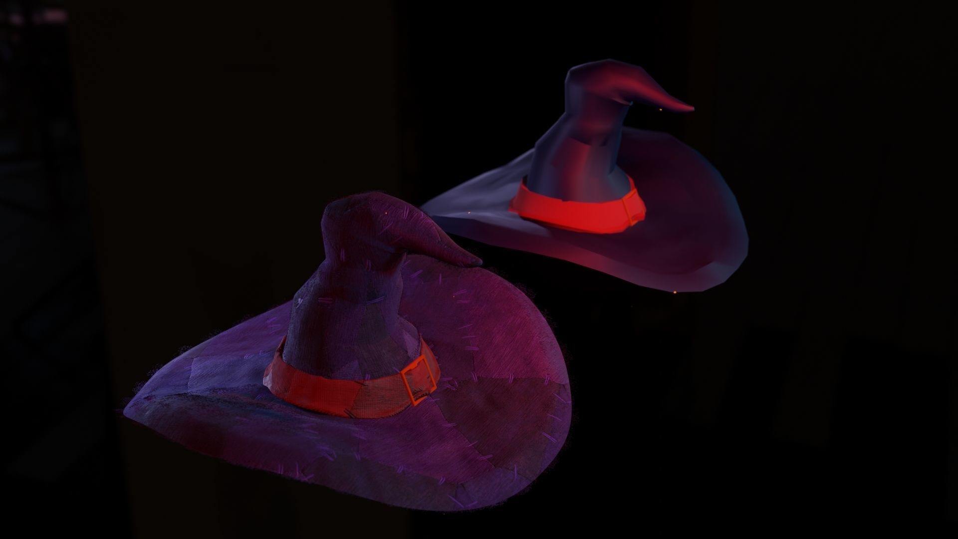 low-high poly witch hats Low-poly 3D model_9