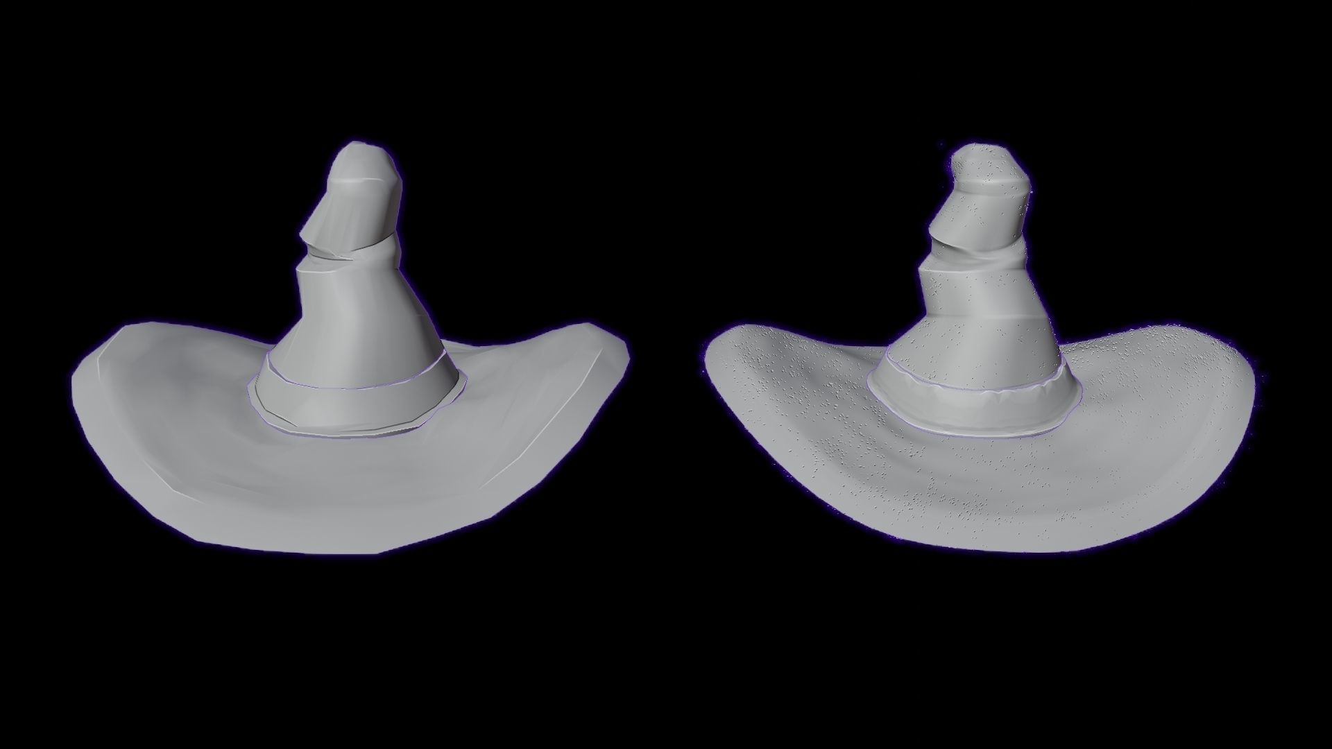low-high poly witch hats Low-poly 3D model_21