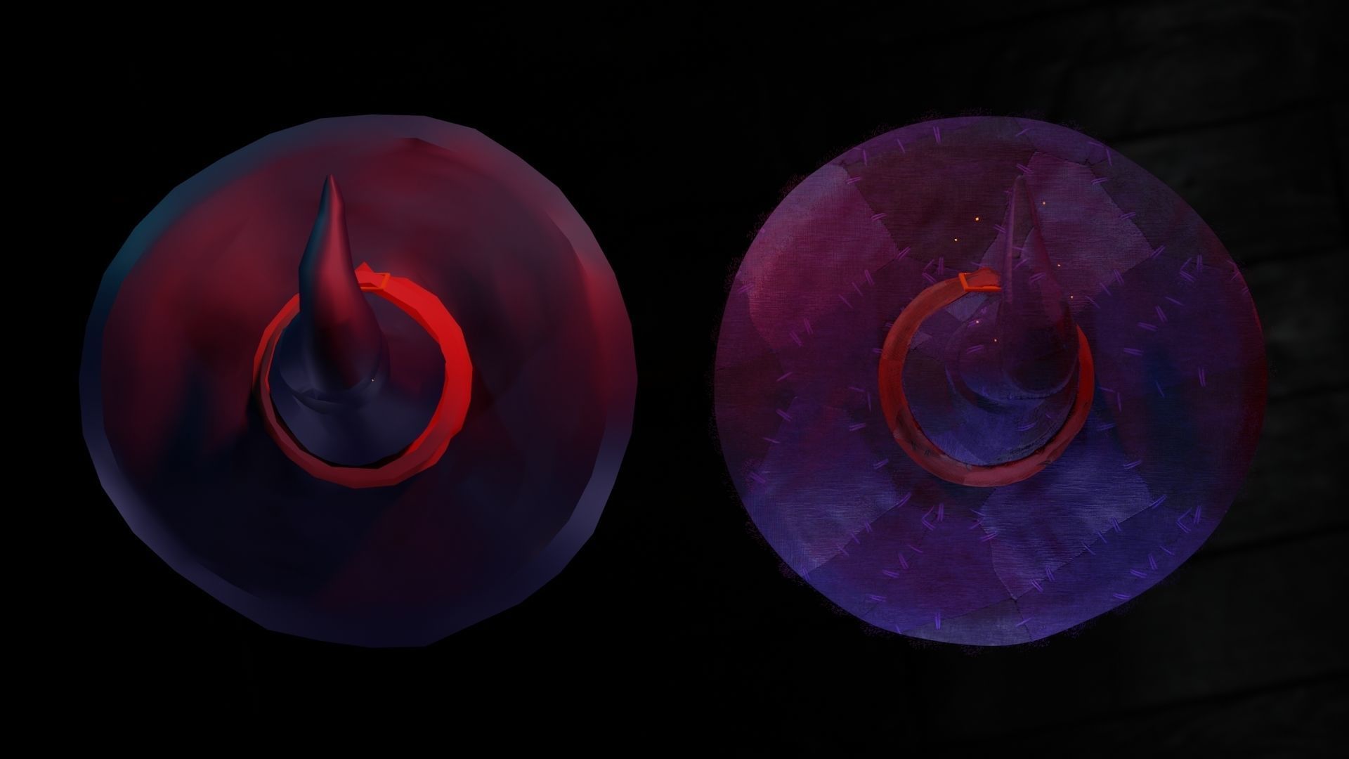 low-high poly witch hats Low-poly 3D model_13