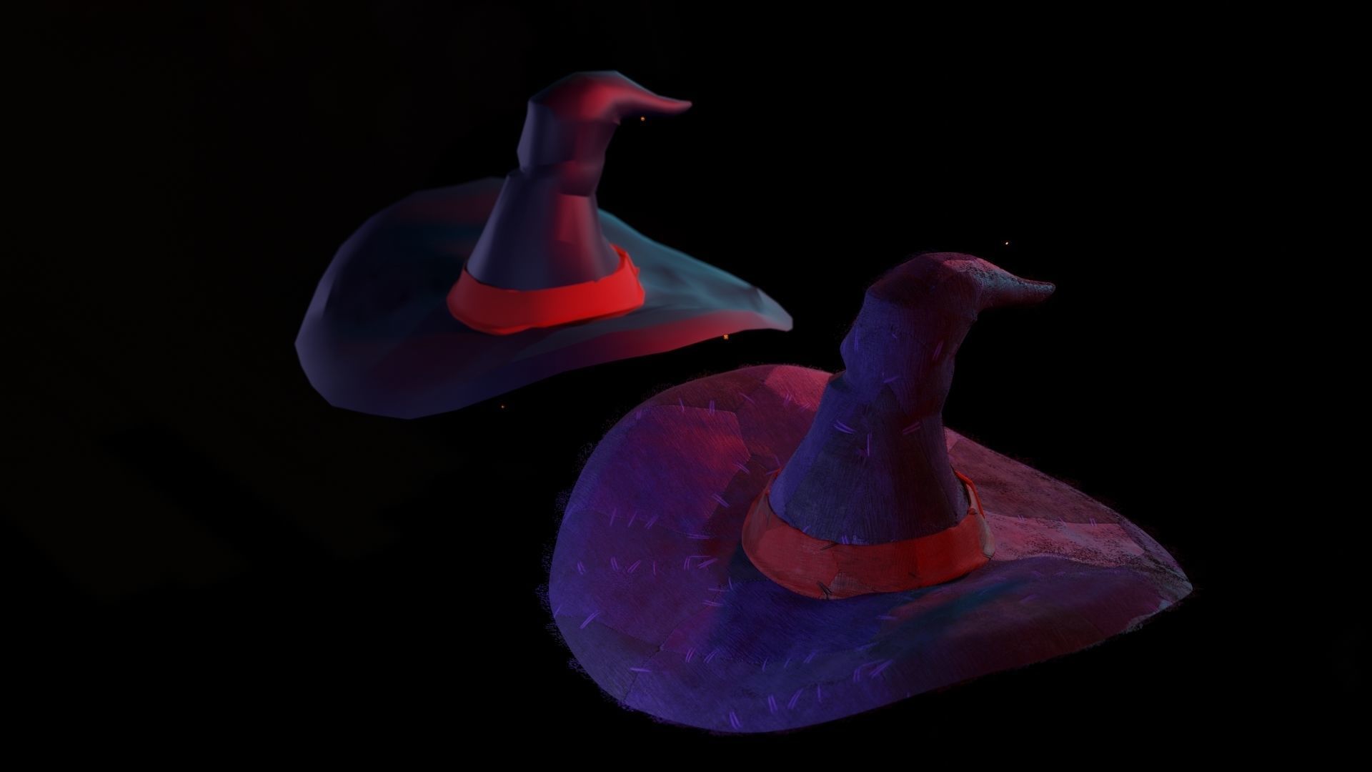 low-high poly witch hats Low-poly 3D model_8