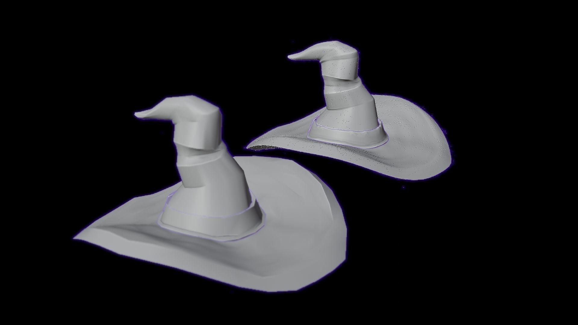 low-high poly witch hats Low-poly 3D model_26