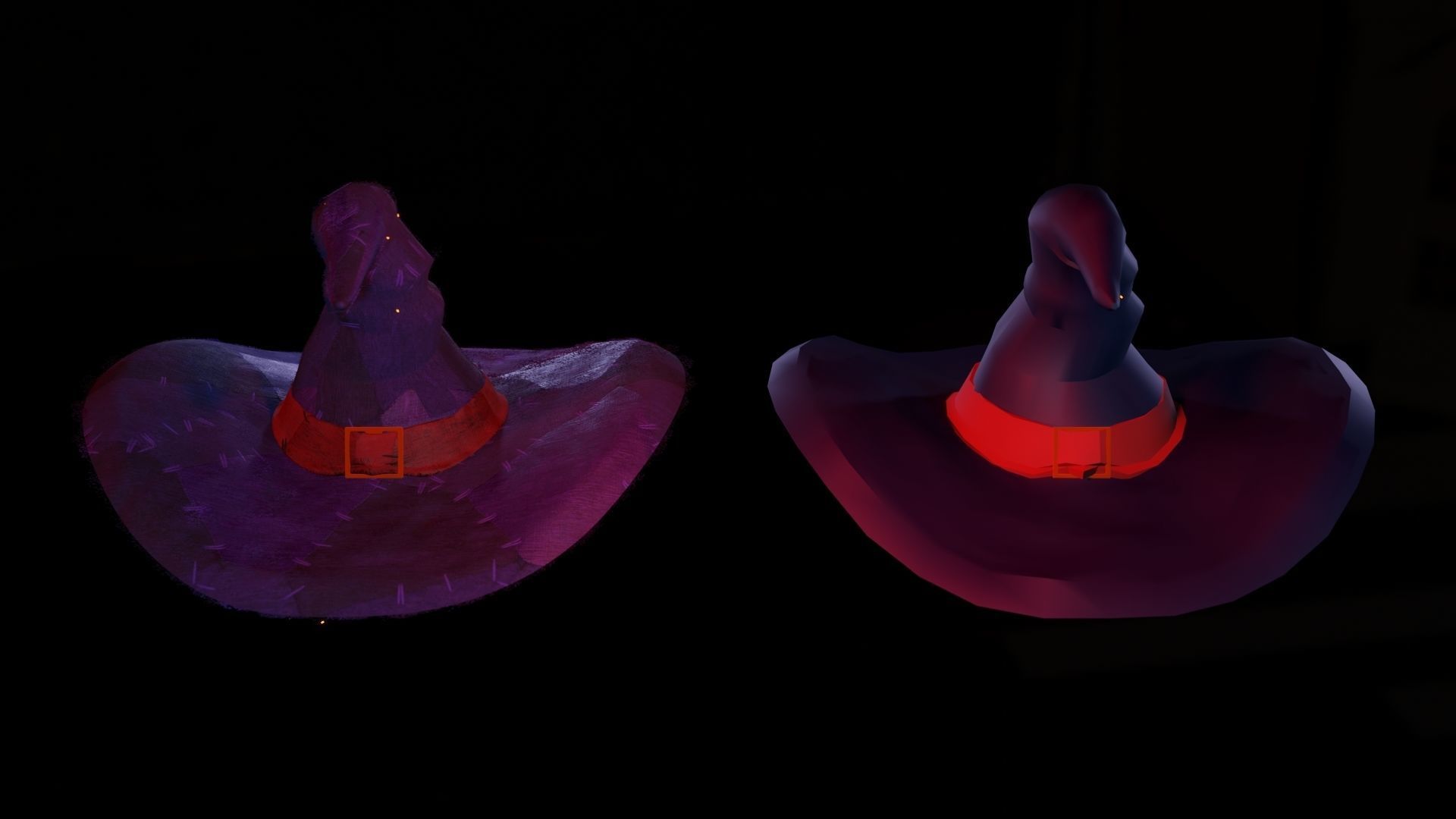low-high poly witch hats Low-poly 3D model_10