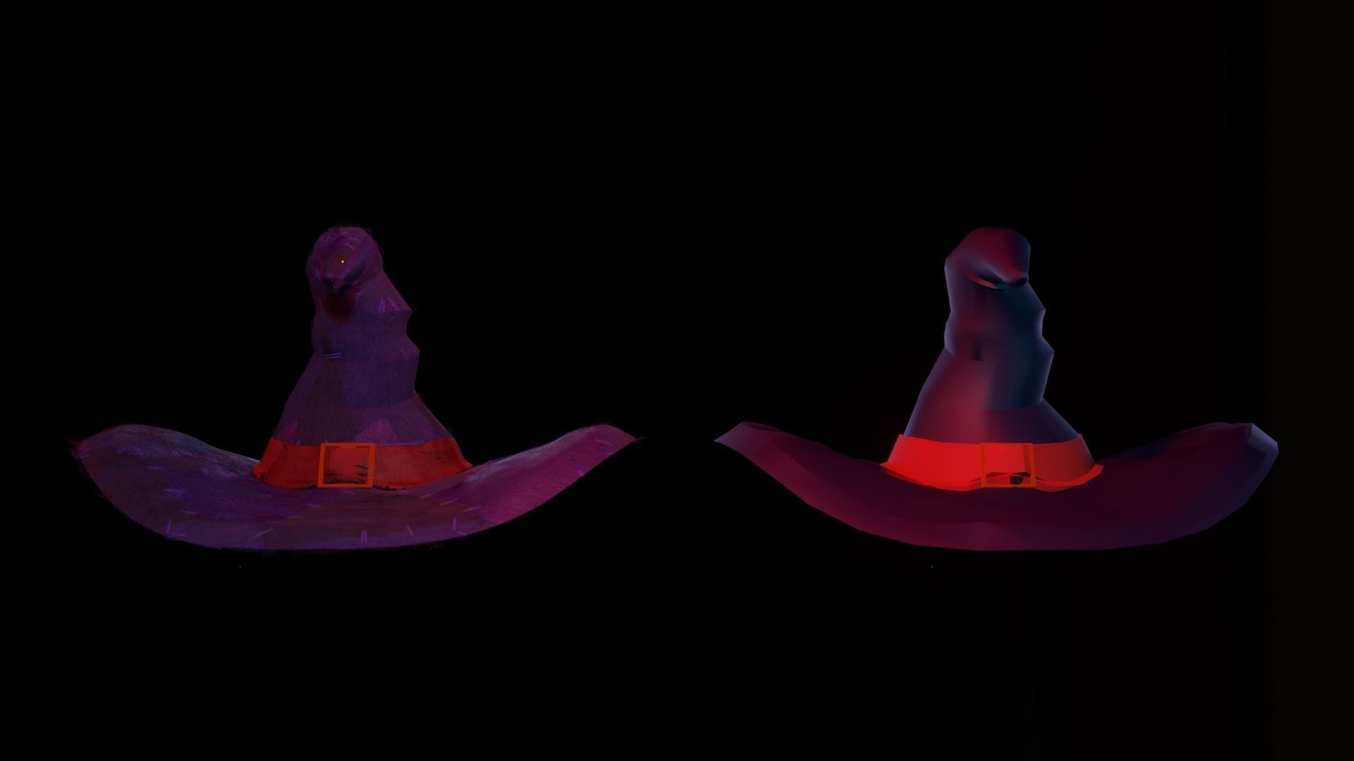low-high poly witch hats Low-poly 3D model_5