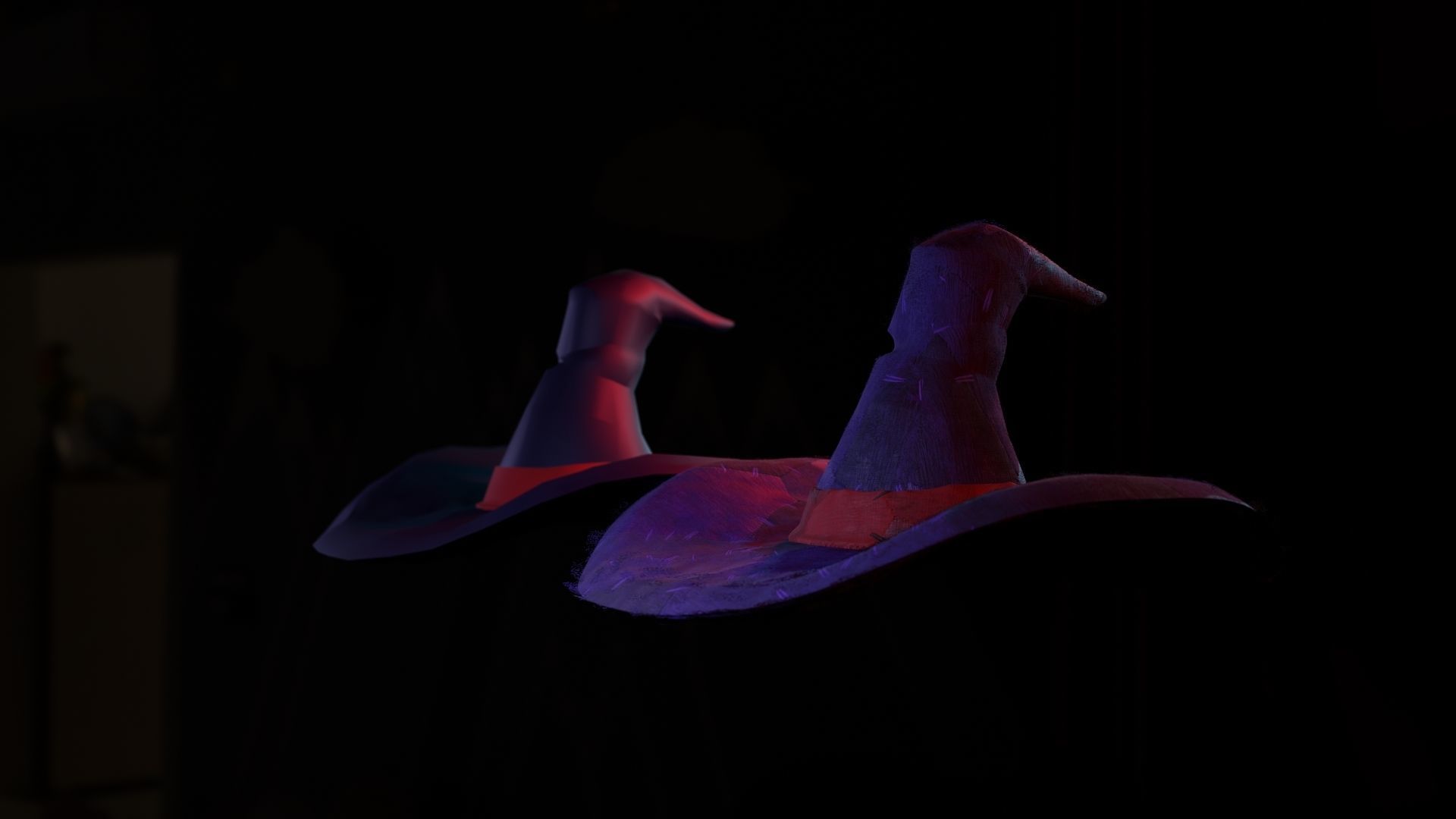 low-high poly witch hats Low-poly 3D model_3