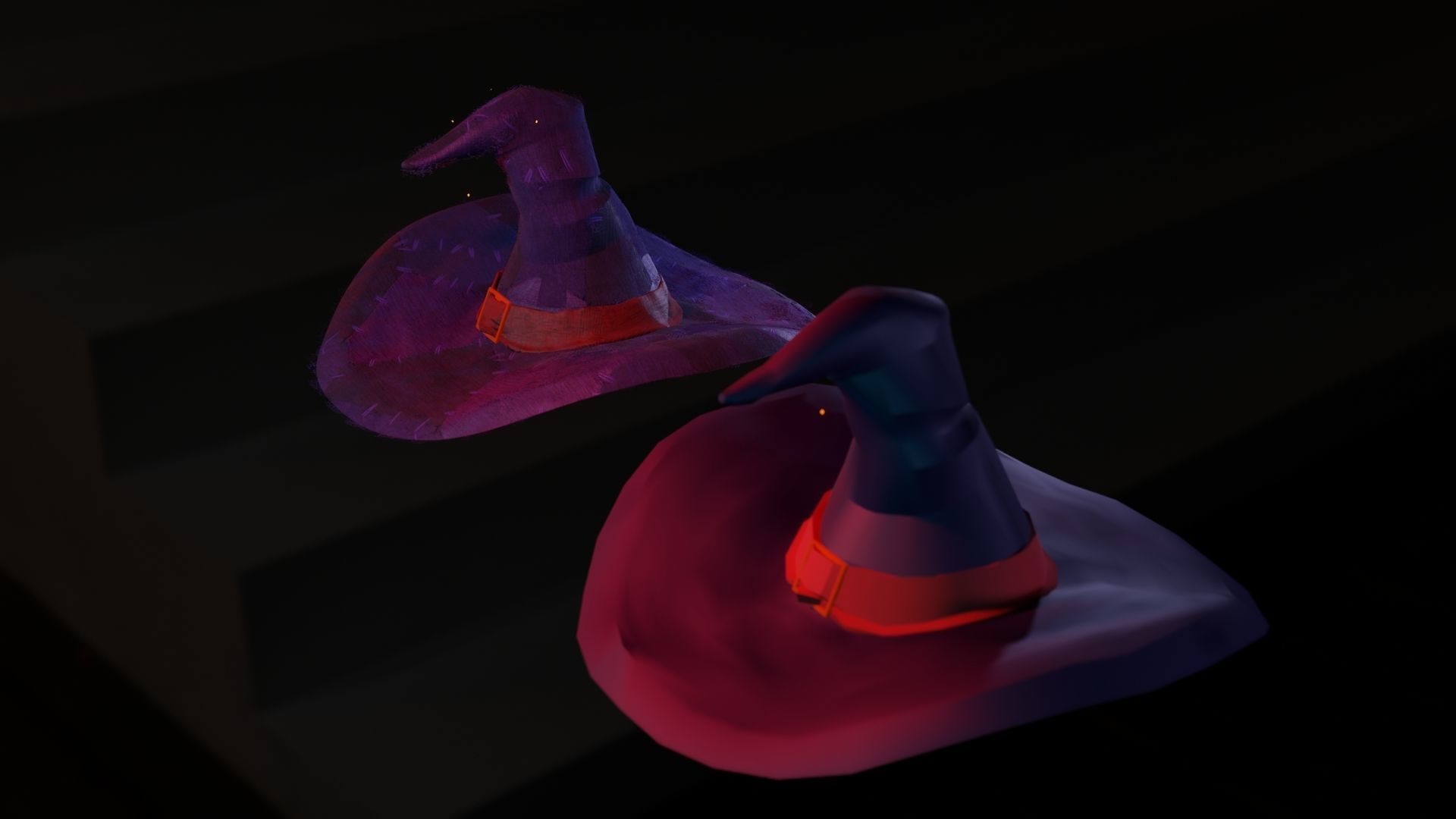 low-high poly witch hats Low-poly 3D model_11