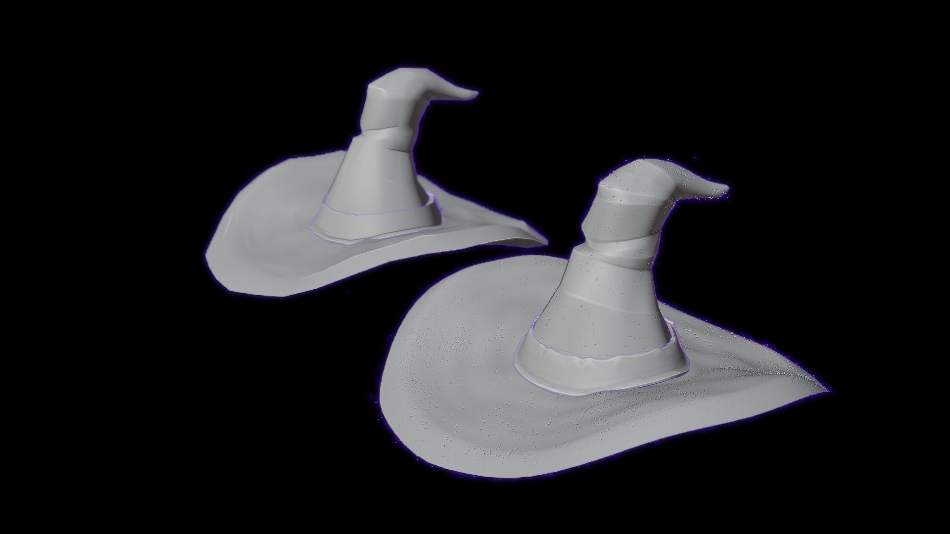 low-high poly witch hats Low-poly 3D model_22