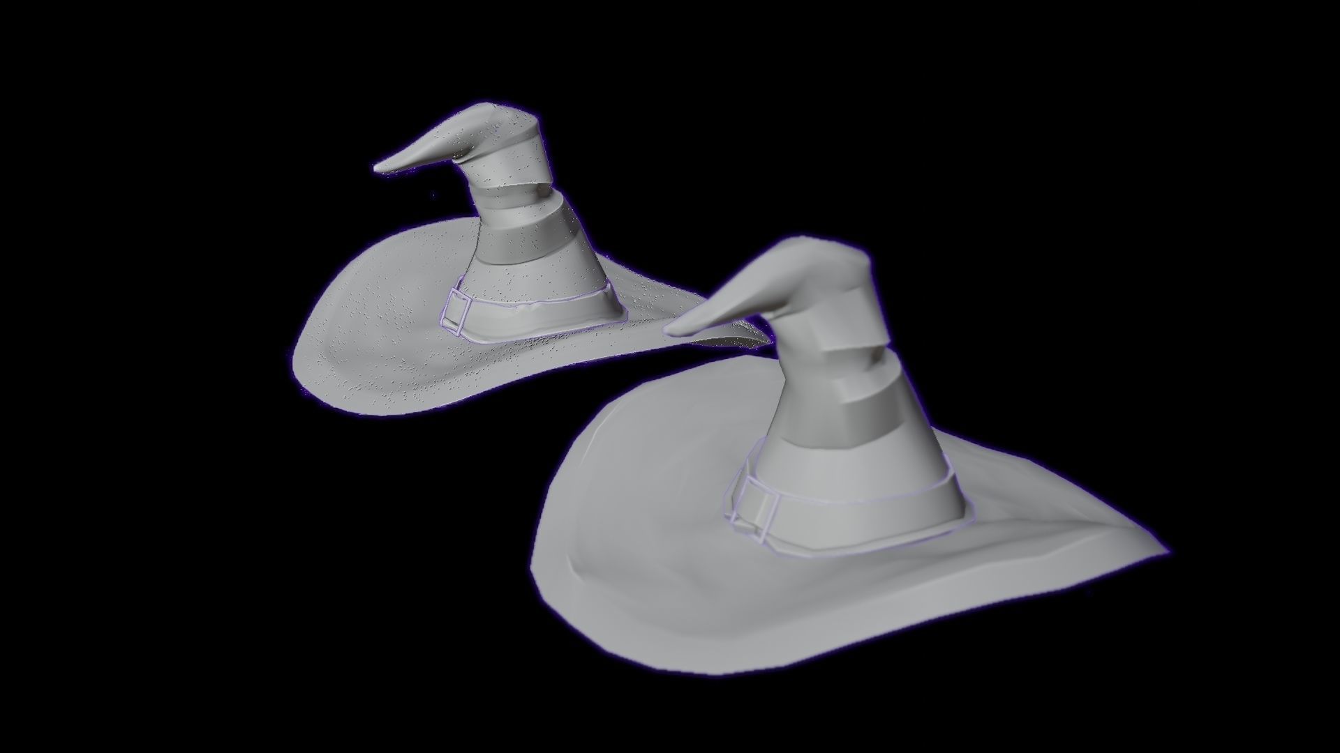 low-high poly witch hats Low-poly 3D model_25