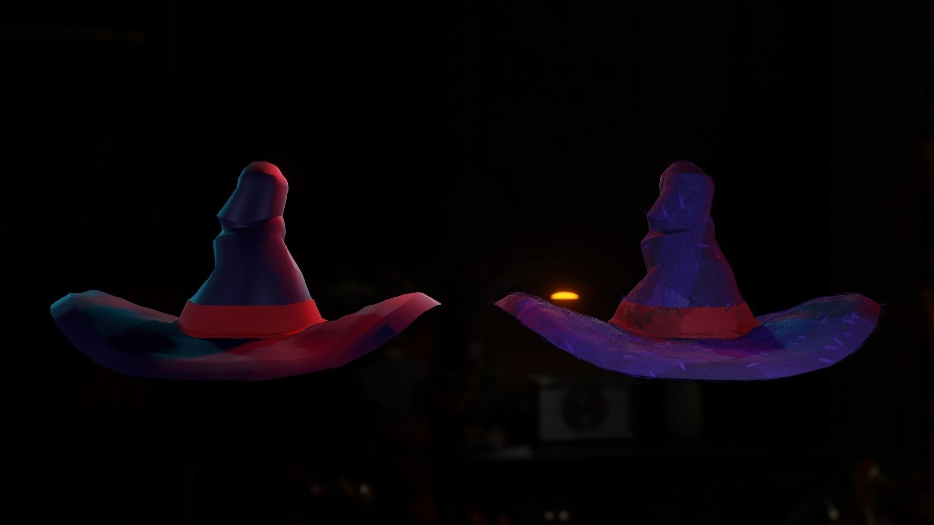 low-high poly witch hats Low-poly 3D model_2