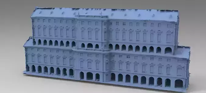 Venetian Stone courtyard architecture 2 levels  3D