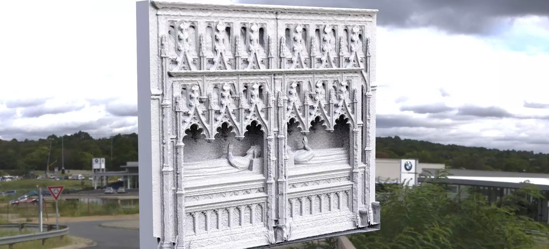 Cathedral interior detail grave ornate 3D 3D model_0