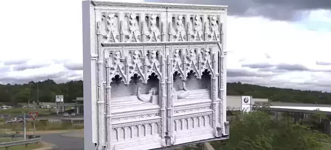 Cathedral interior detail grave ornate 3D