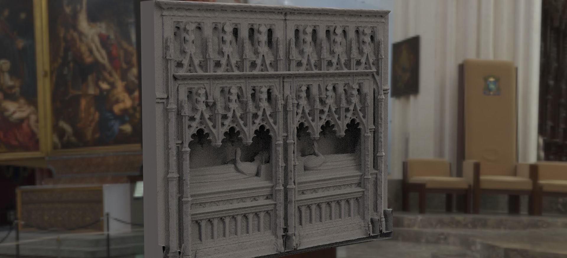 Cathedral interior detail grave ornate 3D 3D model_1