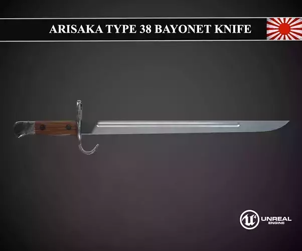 Arisaka Type 38 Bayonet Knife PBR Low-poly 3D model Low-poly 3D model