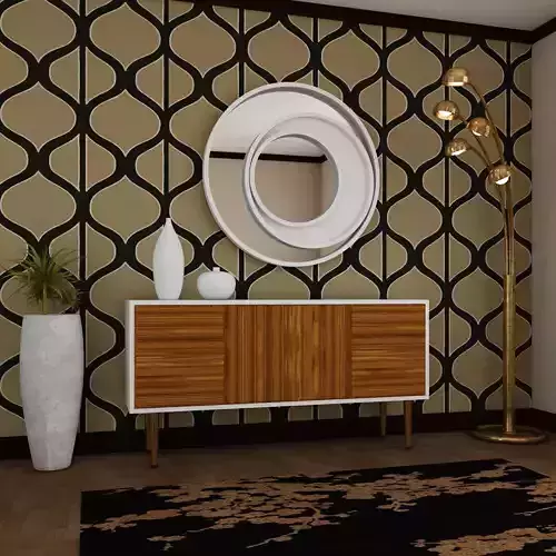 Living room mirror Light table plant Set 3D model