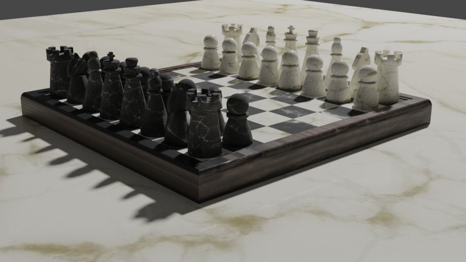 33 Piece Chess Set 3D model_1