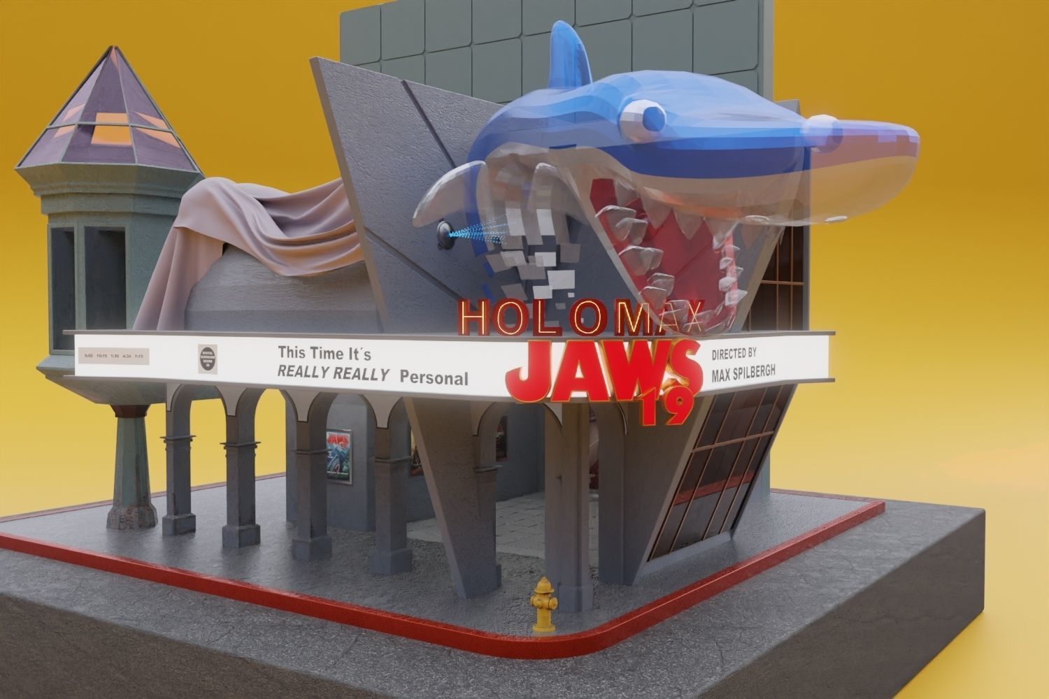 Holomax Diorama - JAWS 19 - Back to the Future 2 -  3D model_1