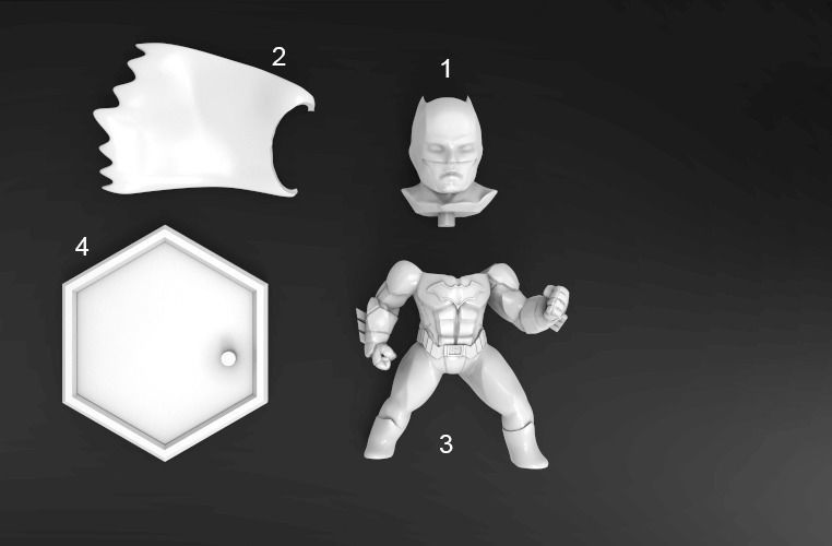 Chibi Batman statue 3D print model STL file for 3D Printing 3D print model_3