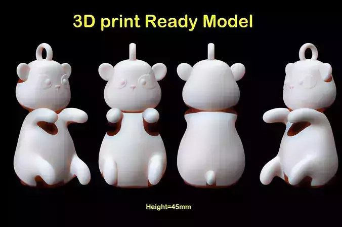 teddy bear  keychain for 3d print 