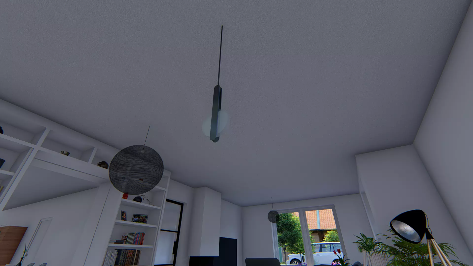 lamp01 living room with lamp hanging from ceiling Free 3D model