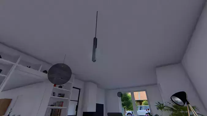 lamp01 living room with lamp hanging from ceiling Free 3D model