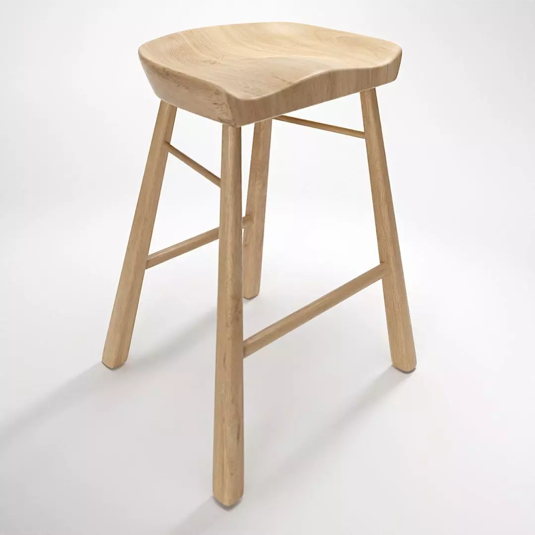 CrafStool stool made from solid oak Free 3D model