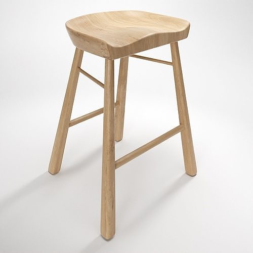 CrafStool stool made from solid oak Free 3D model