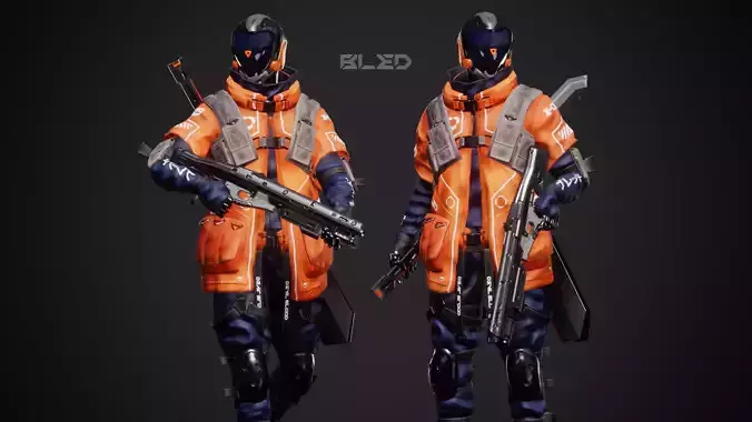 Cyberpunk Bled Robot Low-poly 3D model