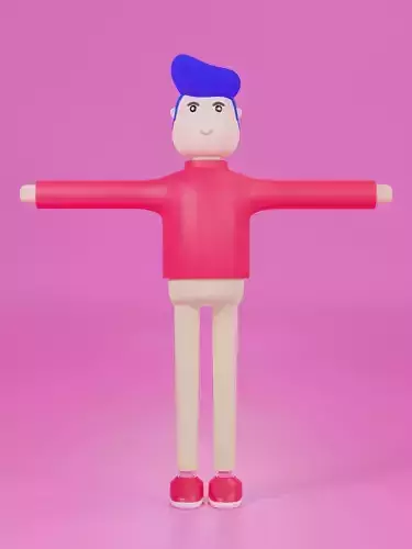 3D Character man cartoon art t post All parts can be separated