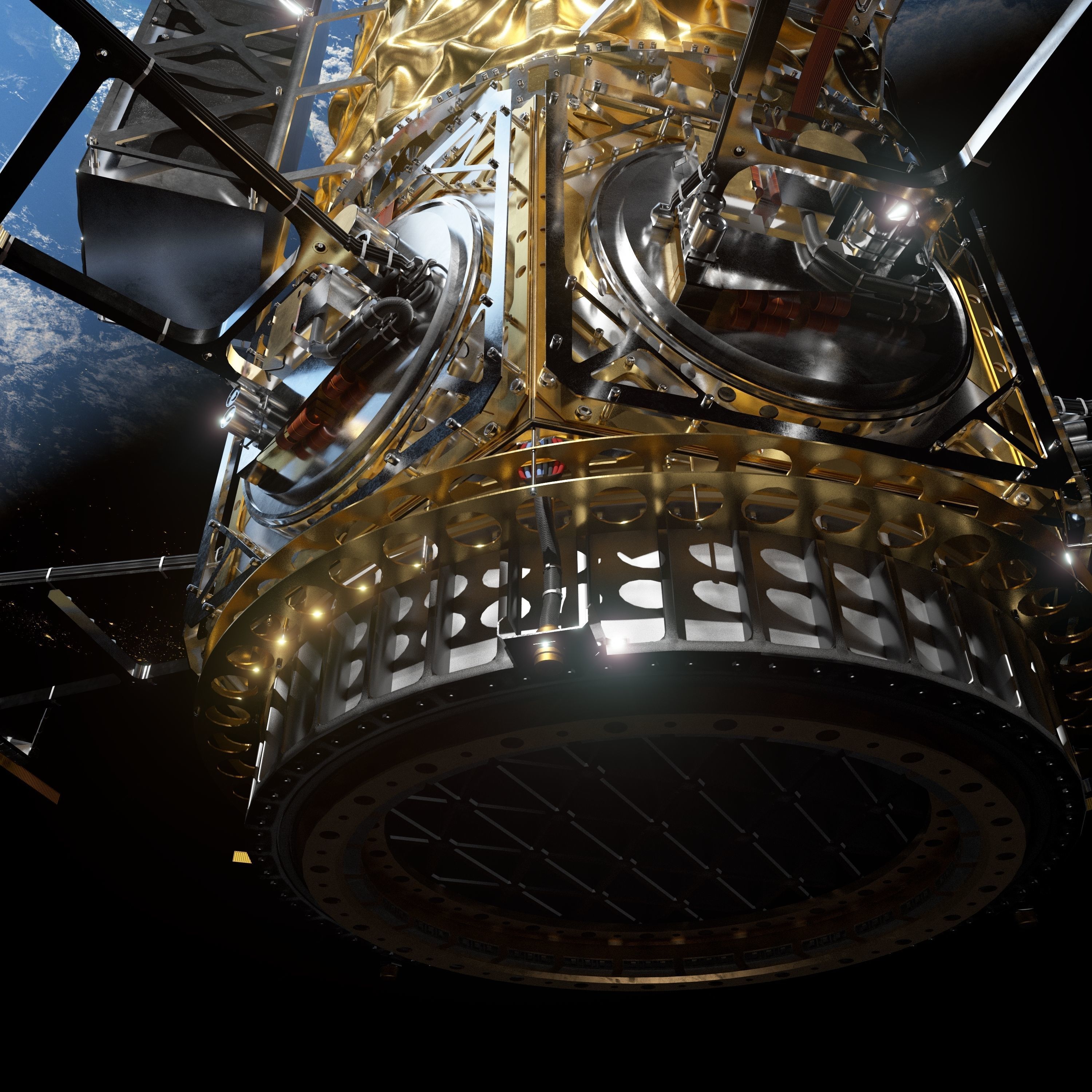 High Poly Spy Satellite - C4D Octane 3D model_4