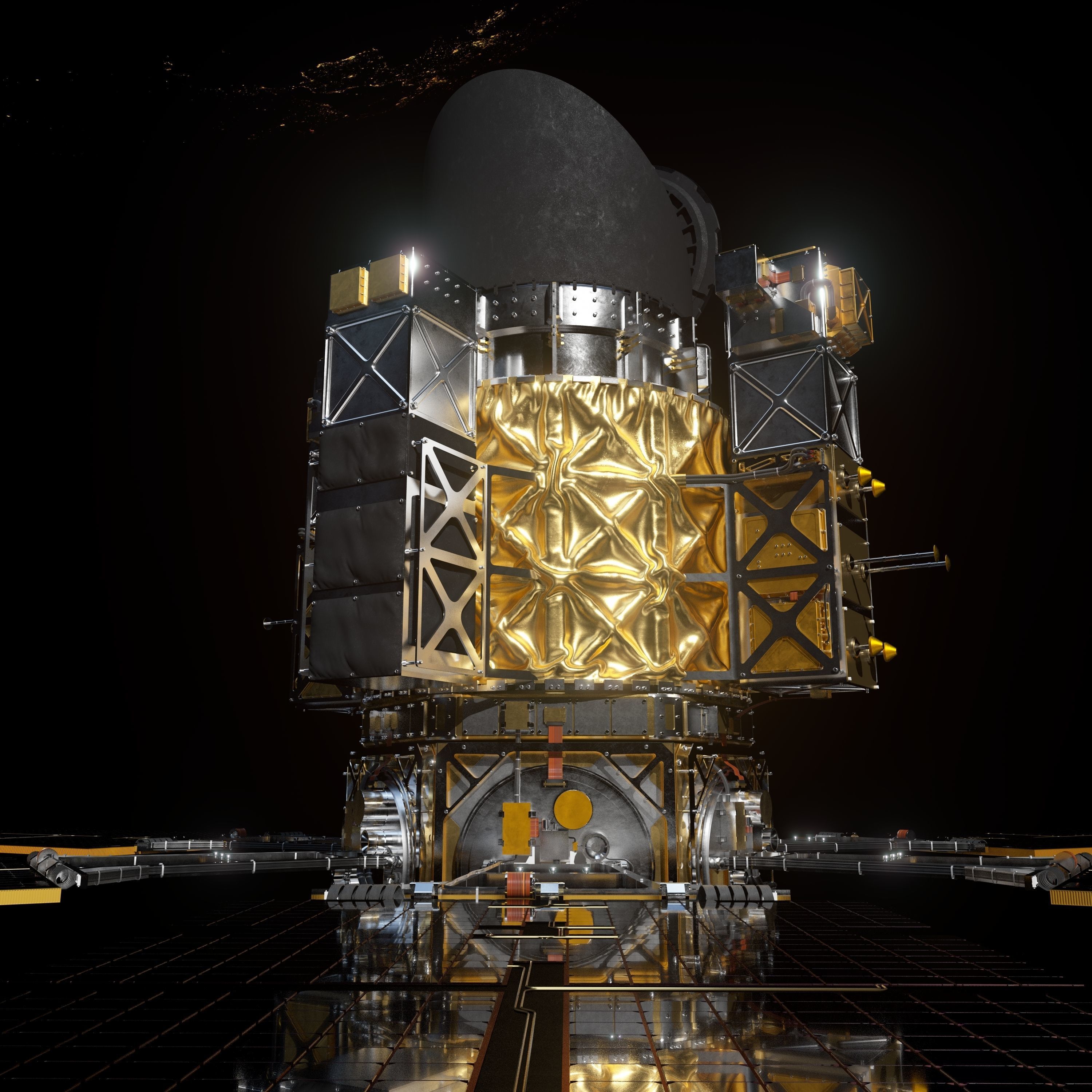 High Poly Spy Satellite - C4D Octane 3D model_8