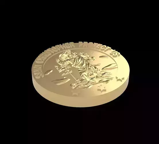 St Christopher 3D Coin Medallion Pendant printable model 3D model