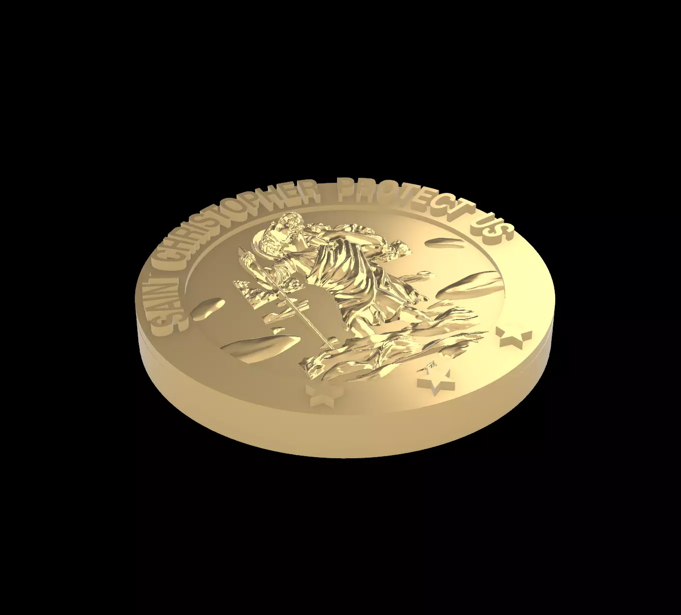St Christopher 3D Coin Medallion Pendant printable model 3D model_0