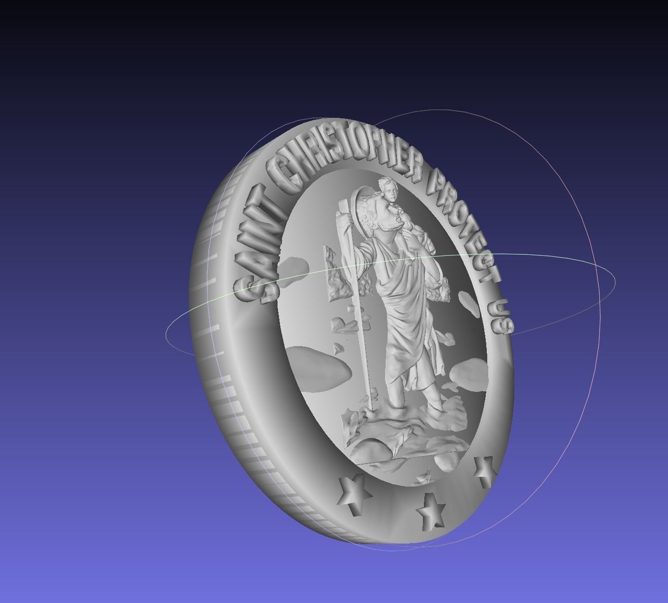 St Christopher 3D Coin Medallion Pendant printable model 3D model_2