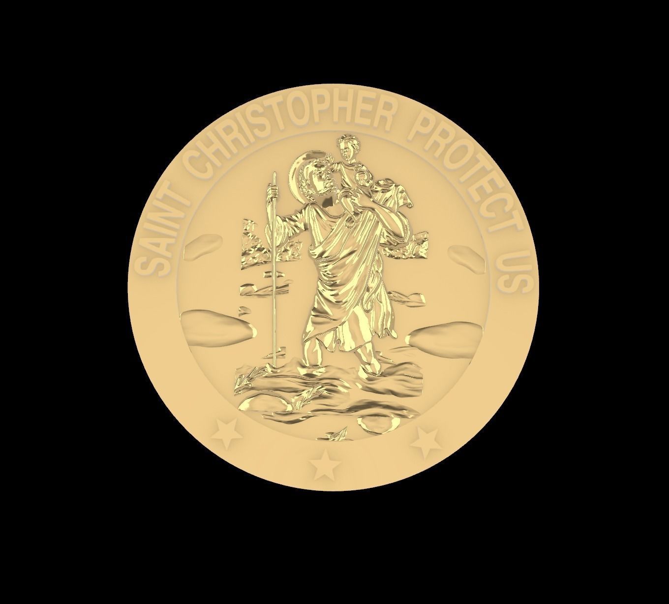 St Christopher 3D Coin Medallion Pendant printable model 3D model_5