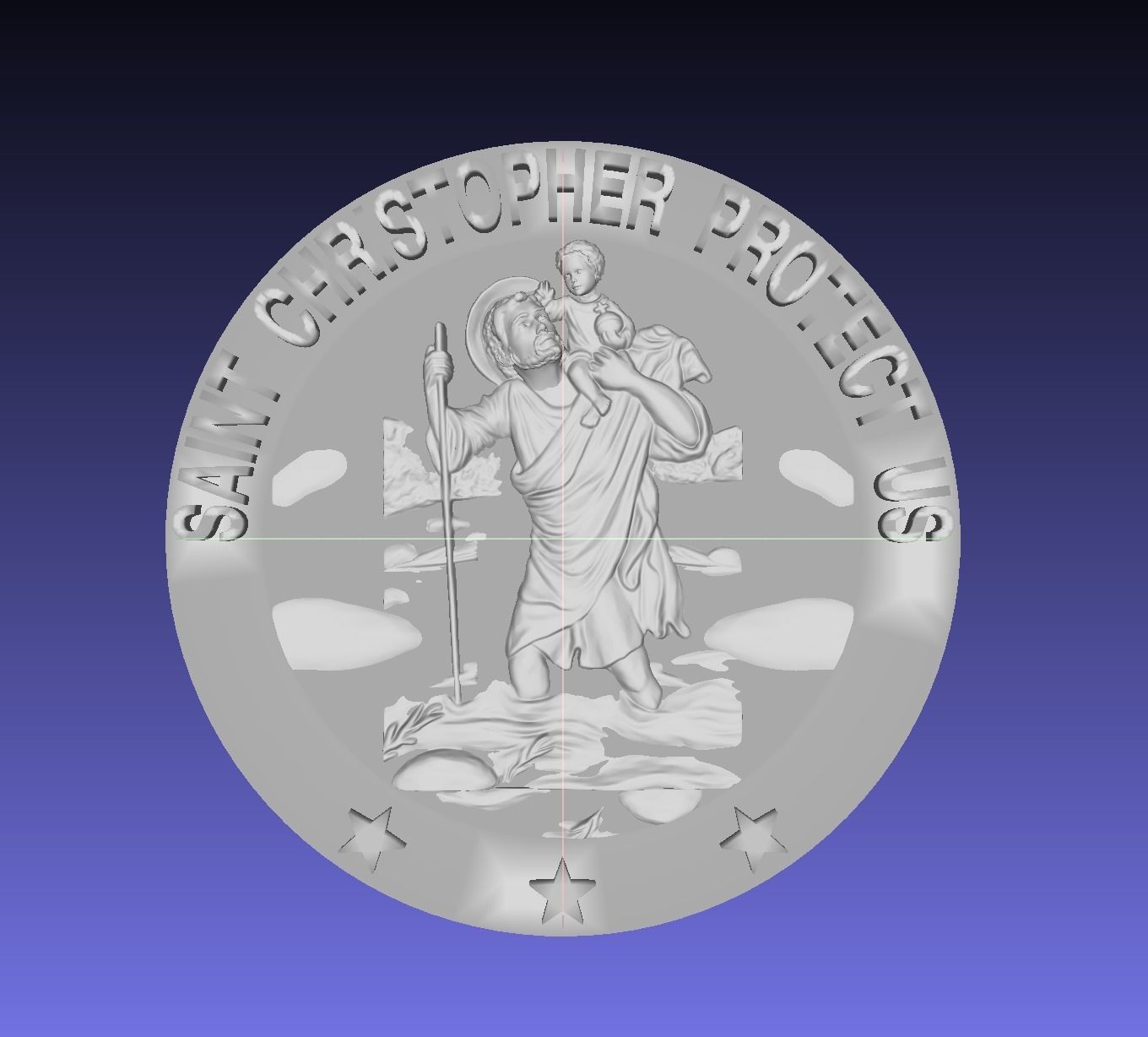 St Christopher 3D Coin Medallion Pendant printable model 3D model_4