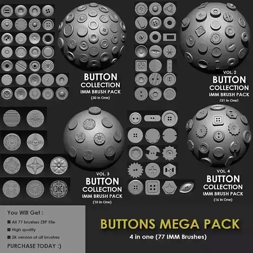 BUNDLE BUTTONS MEGA PACK 4 IN ONE - 77 BRUSHES