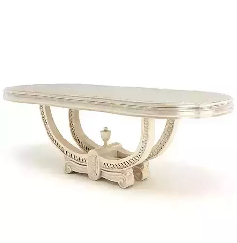 Cream Colored Dining Room Table With Arched Legs