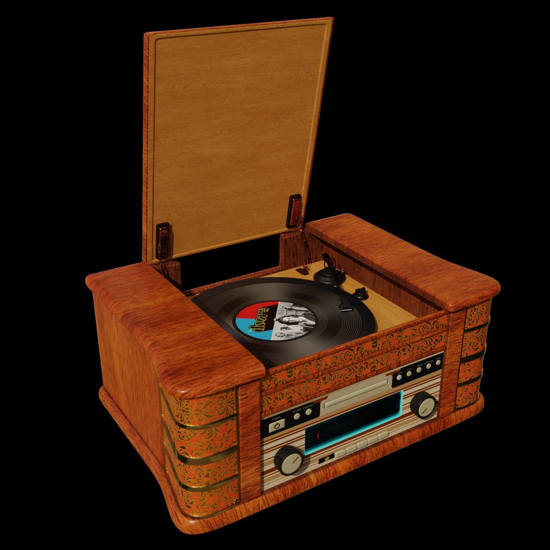 Retro gramophone 3D model_2