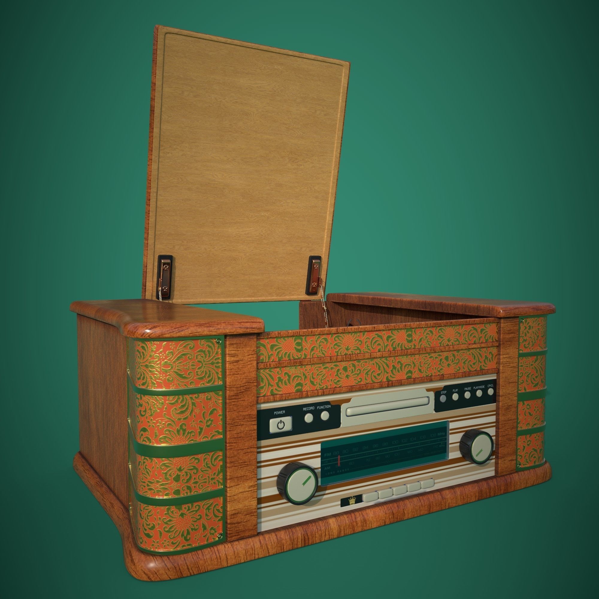 Retro gramophone 3D model_6