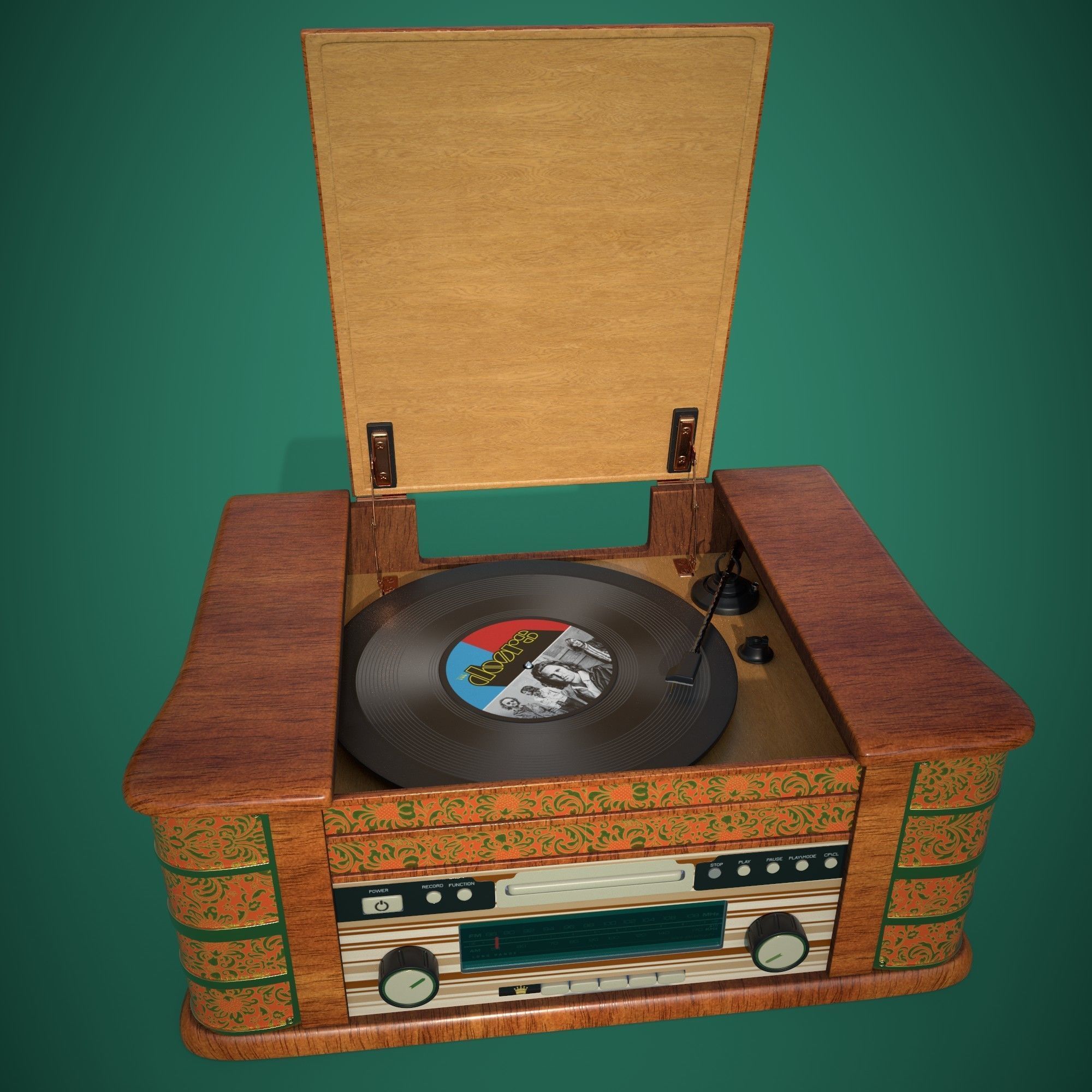 Retro gramophone 3D model_7