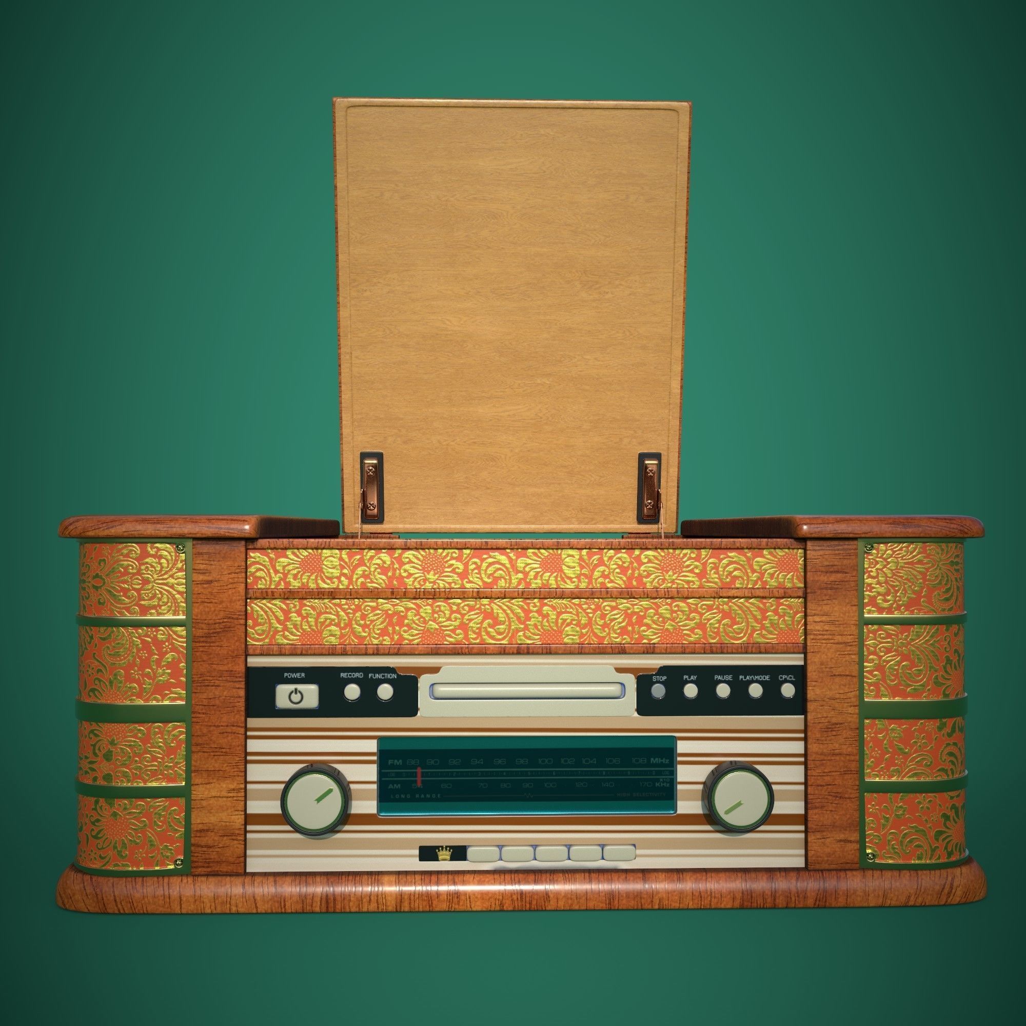 Retro gramophone 3D model_8