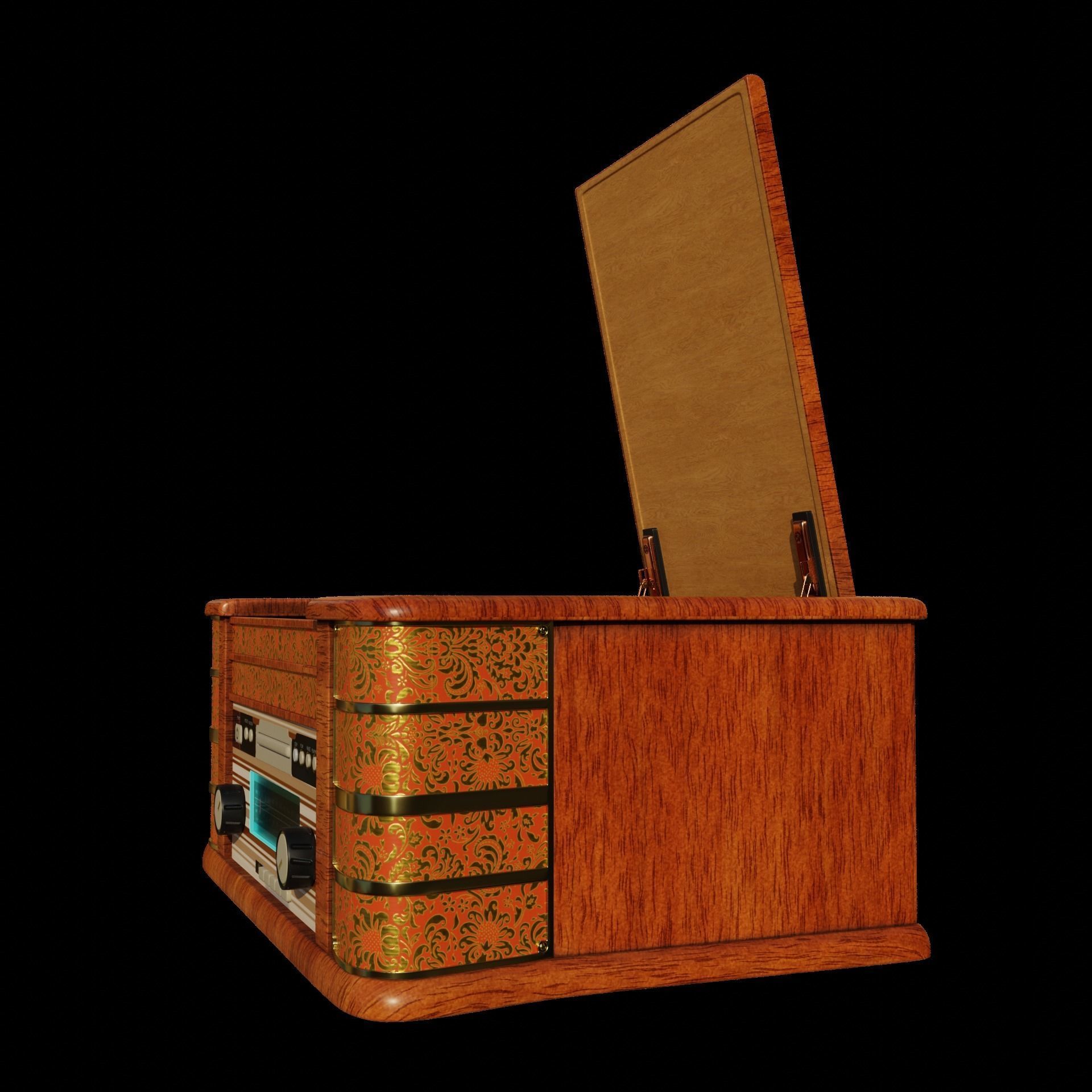 Retro gramophone 3D model_4