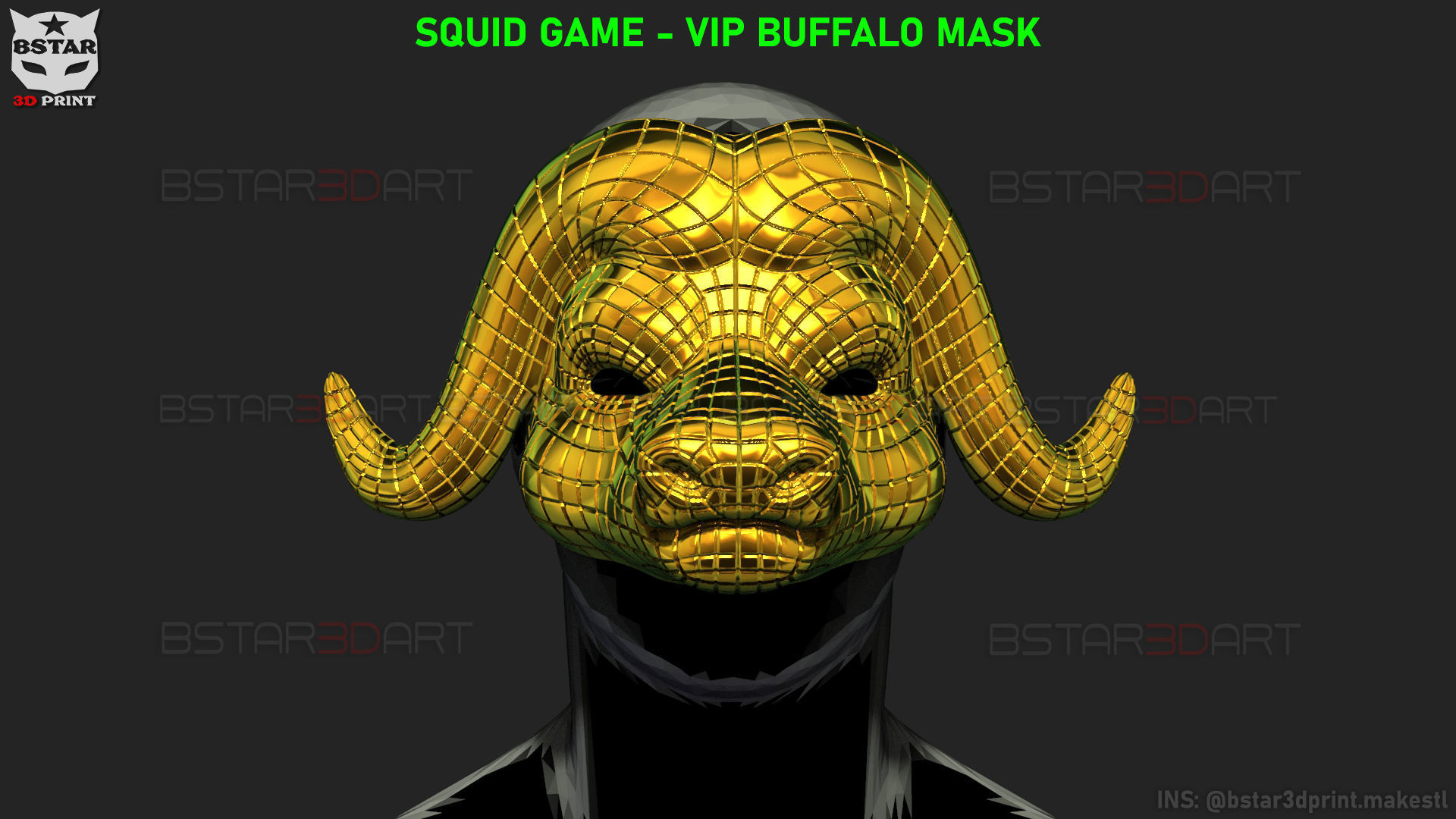 Squid Game Mask - Vip Buffalo Mask Cosplay 3D print model_5