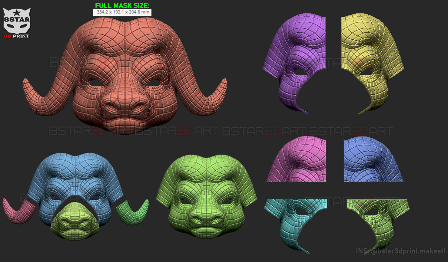 Squid Game Mask - Vip Buffalo Mask Cosplay 3D print model_34