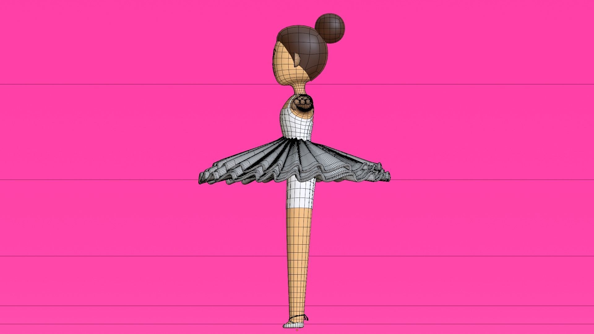 Minimal Ballet dancer 3D Cartoon Character 3D model_28