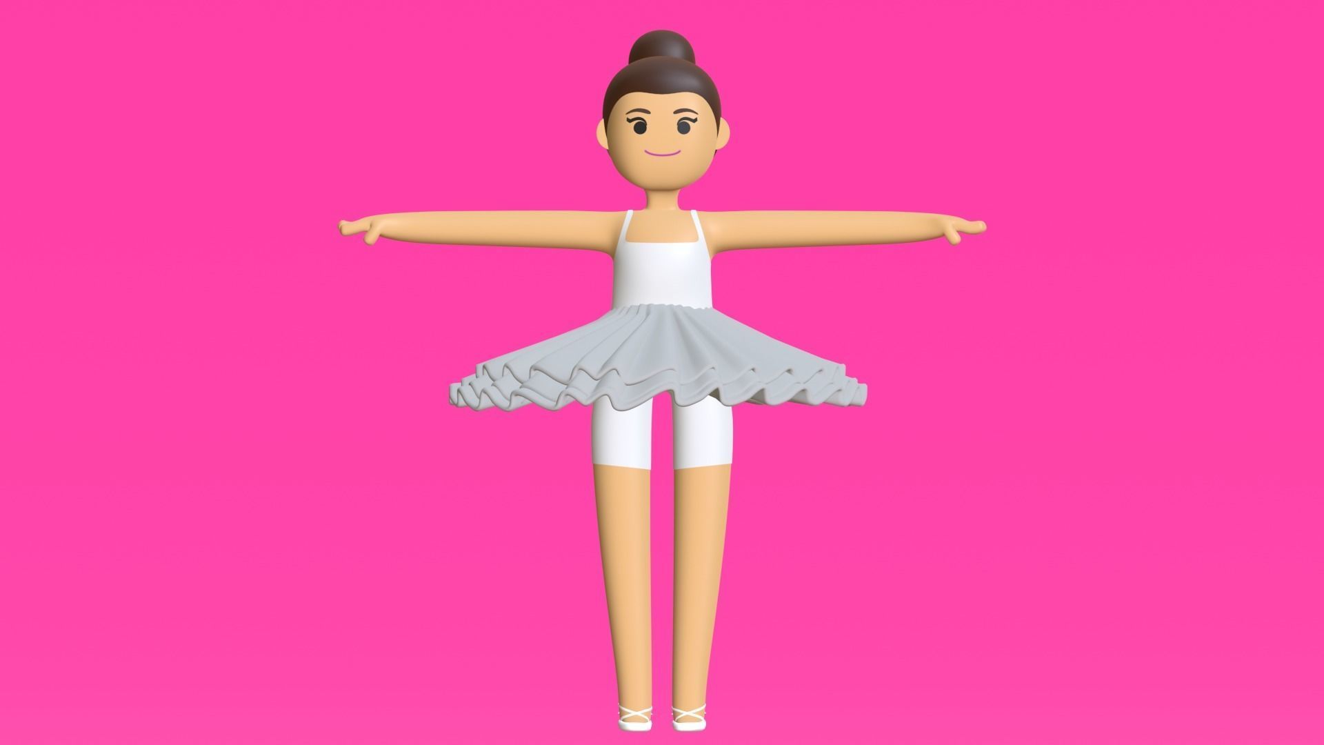 Minimal Ballet dancer 3D Cartoon Character 3D model_13