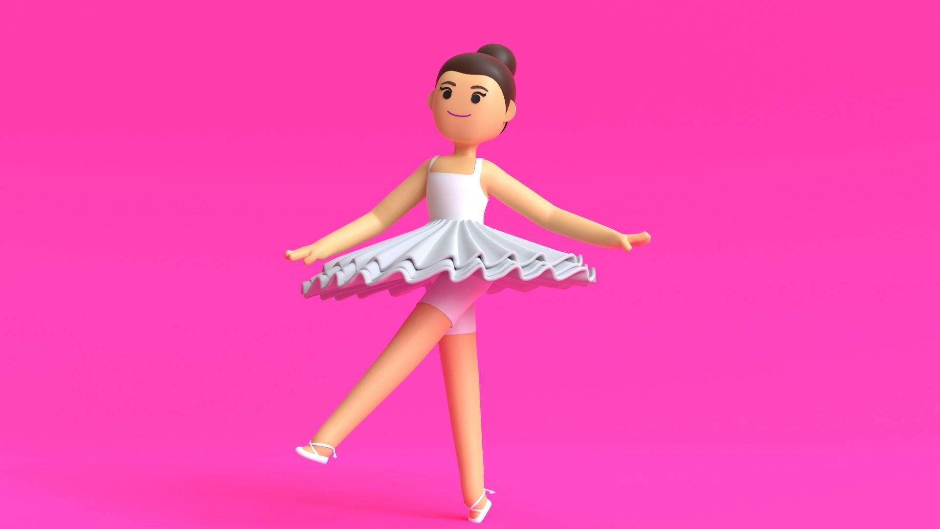 Minimal Ballet dancer 3D Cartoon Character 3D model_4