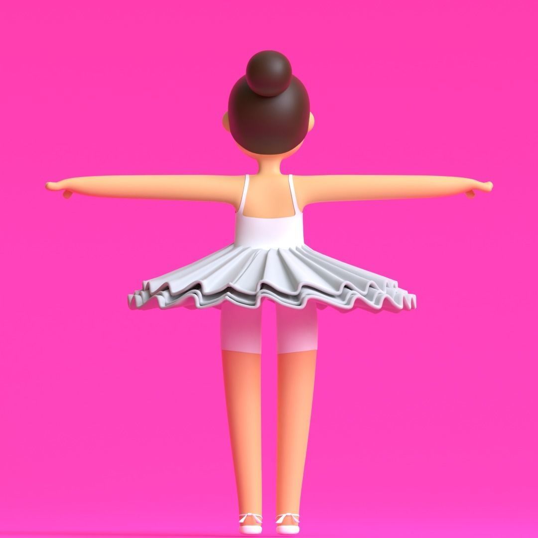 Minimal Ballet dancer 3D Cartoon Character 3D model_31