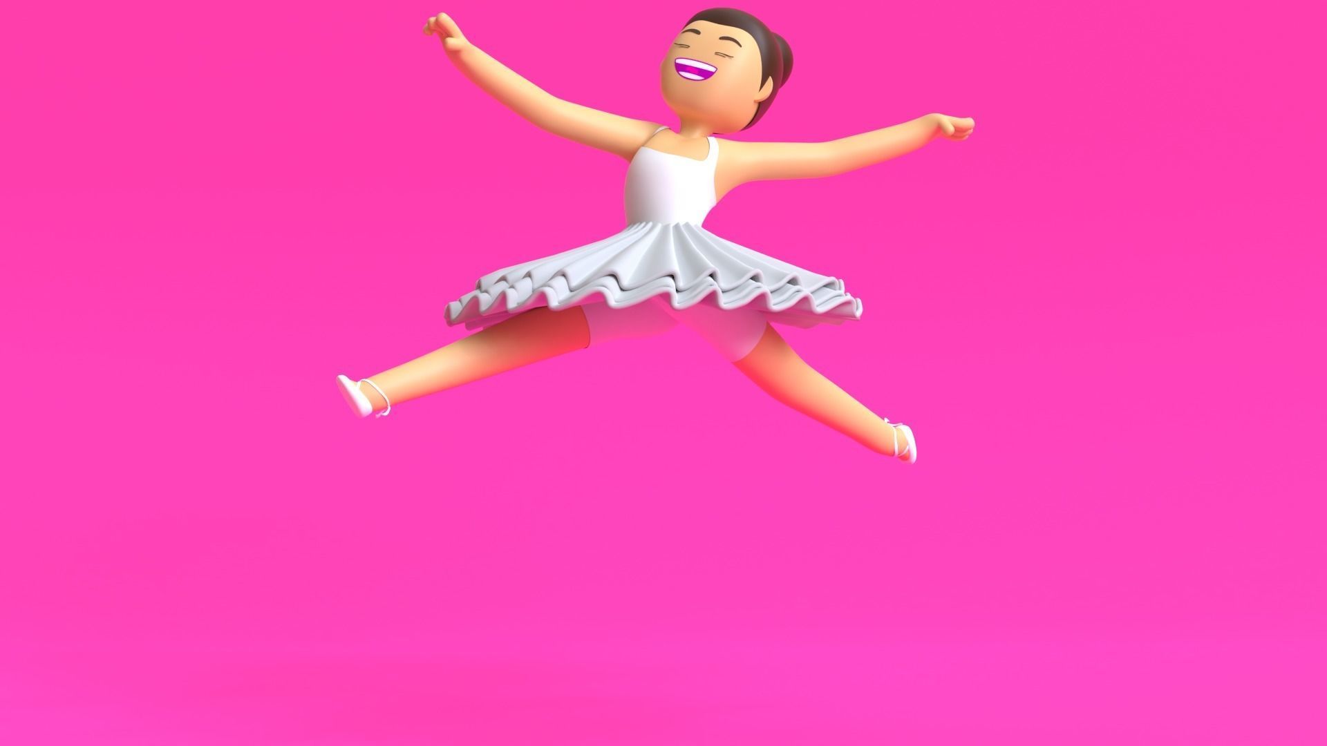 Minimal Ballet dancer 3D Cartoon Character 3D model_5