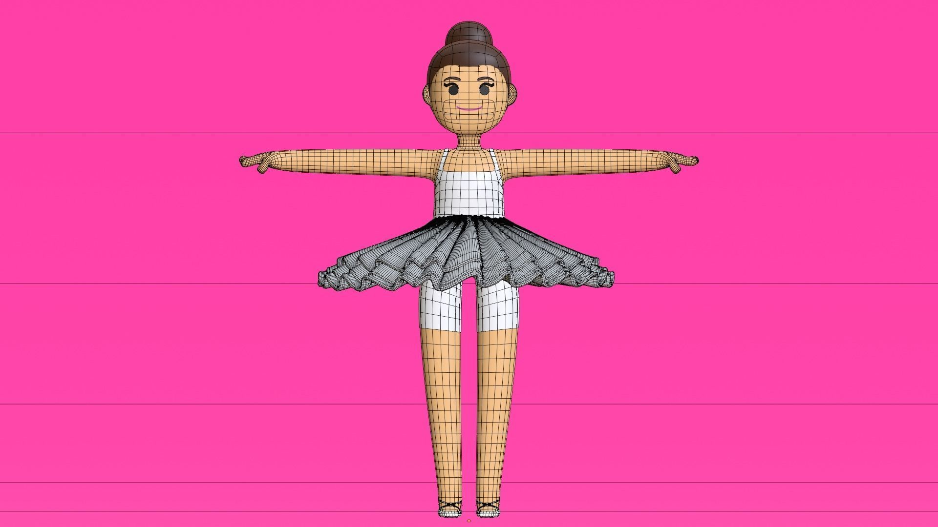 Minimal Ballet dancer 3D Cartoon Character 3D model_25